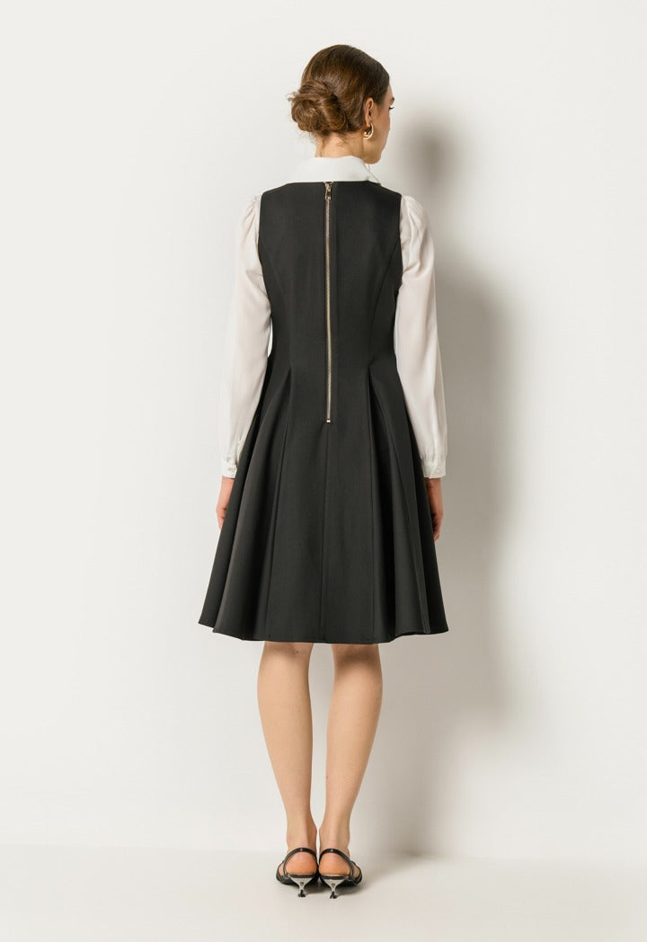 Double Breasted Sleeveless Dress Black