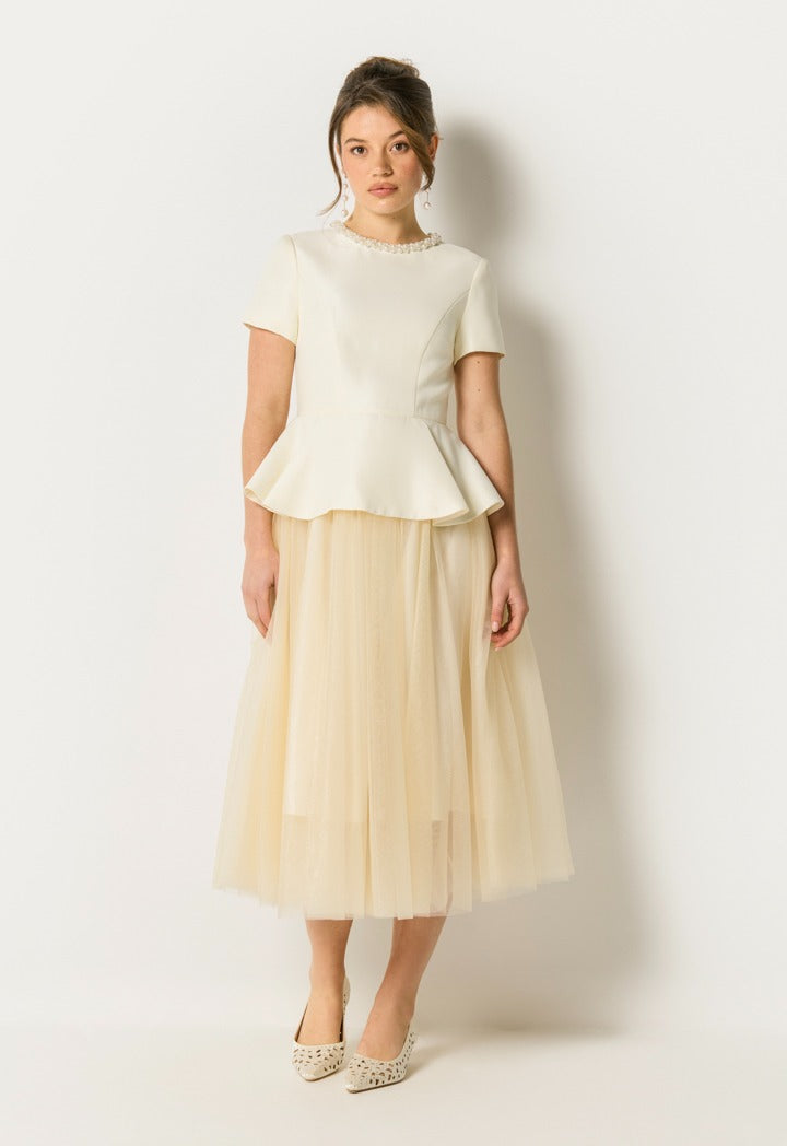 Peplum Organza Dress Champagne