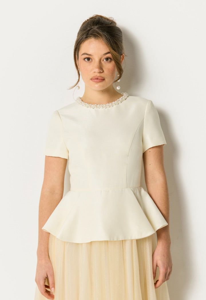 Peplum Organza Dress Champagne