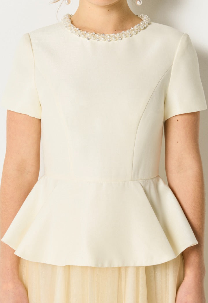 Peplum Organza Dress Champagne