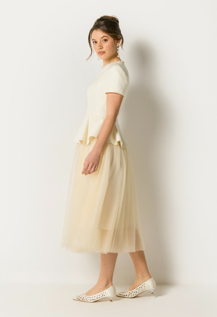 Peplum Organza Dress Champagne
