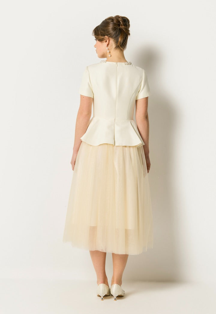 Peplum Organza Dress Champagne