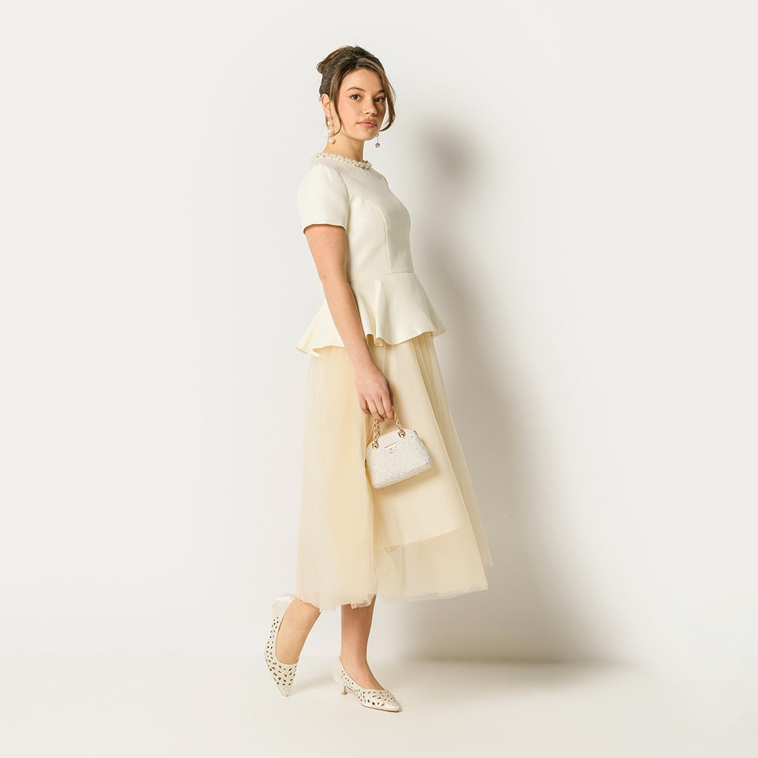 Peplum Organza Dress Champagne