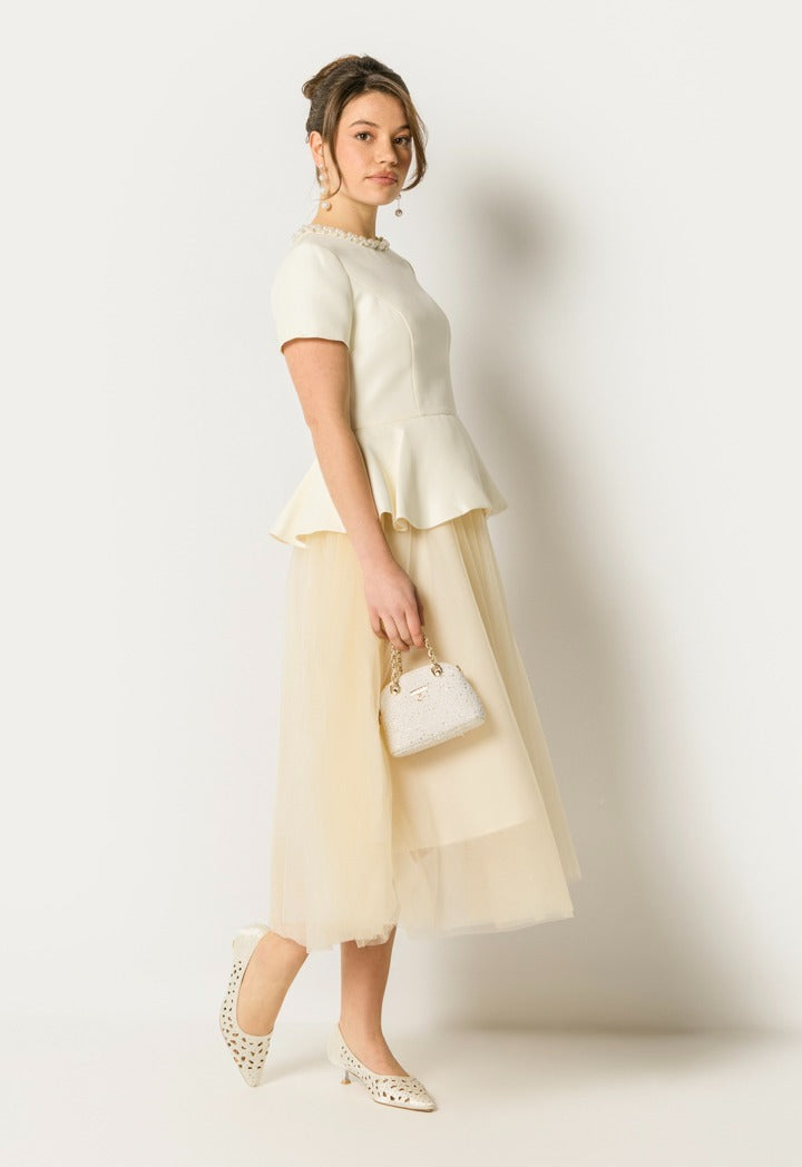 Peplum Organza Dress Champagne