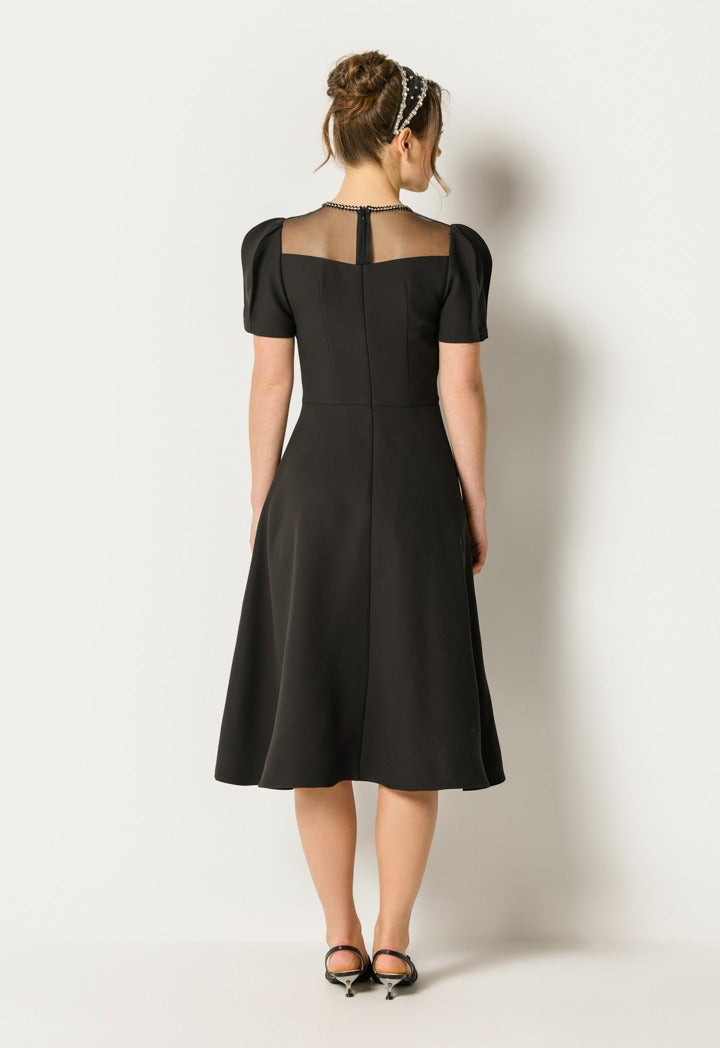 Textured A-Line Dress Black