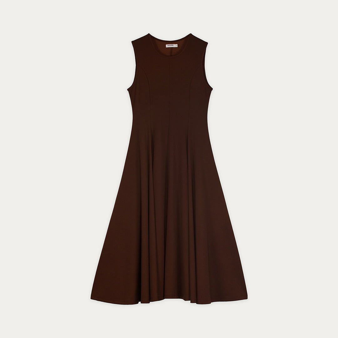 Flared Hem Solid Dress