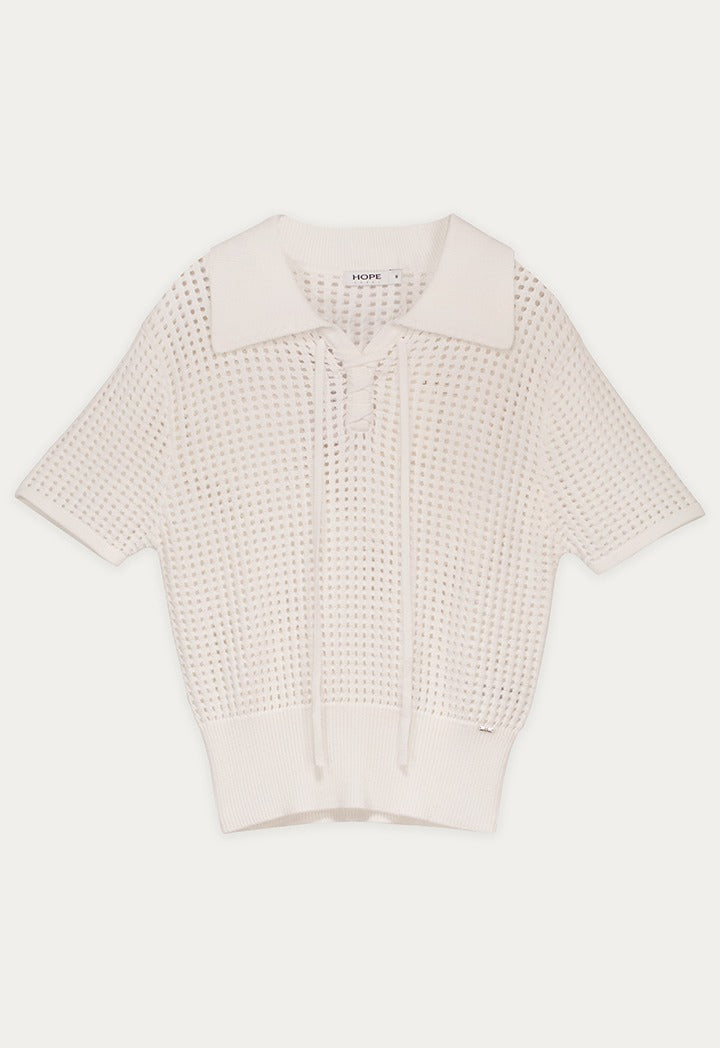 Cutwork Knitted Solid T-Shirt