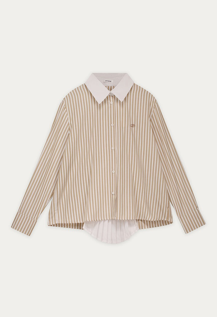Striped Shirt with Back Pleats and Tie