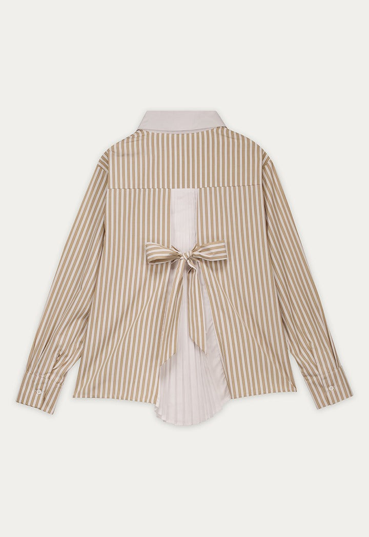 Striped Shirt with Back Pleats and Tie