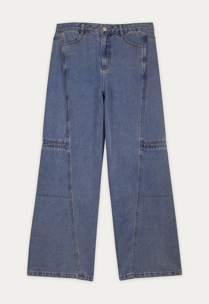Multi Pockets Wide Leg Jeans Trousers