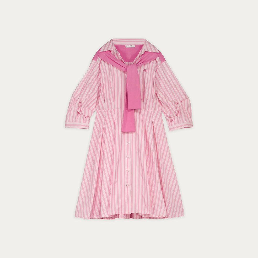 Tie-Detailed Striped Dress