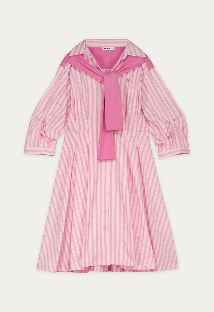 Tie-Detailed Striped Dress