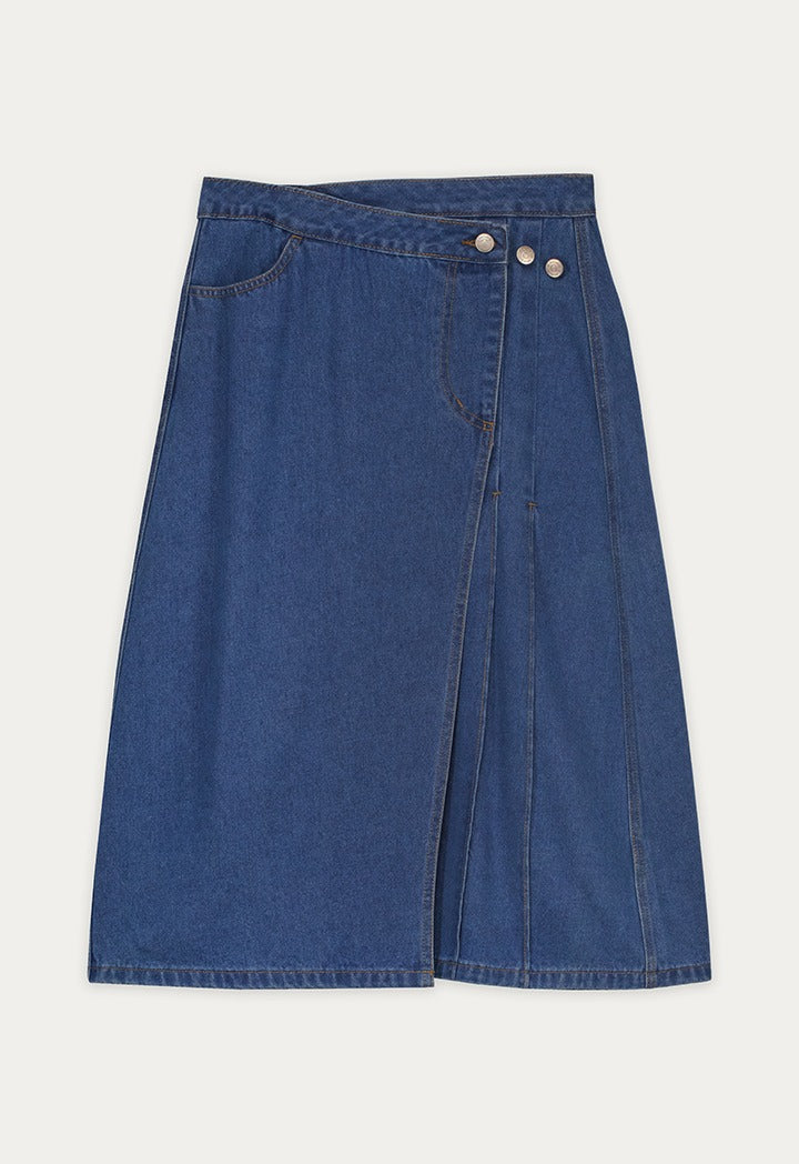 Multi Pockets Wrap Jeans Skirt