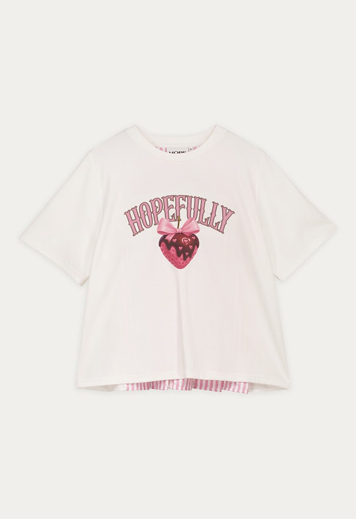 Flared T-Shirt with Striped Back Pleats