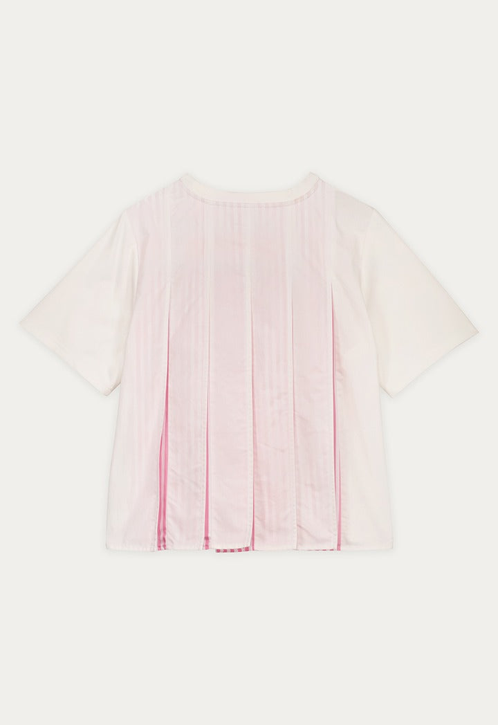 Flared T-Shirt with Striped Back Pleats