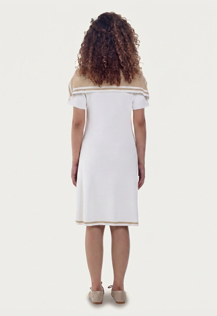 Knitted Sailor Collar Straight Dress