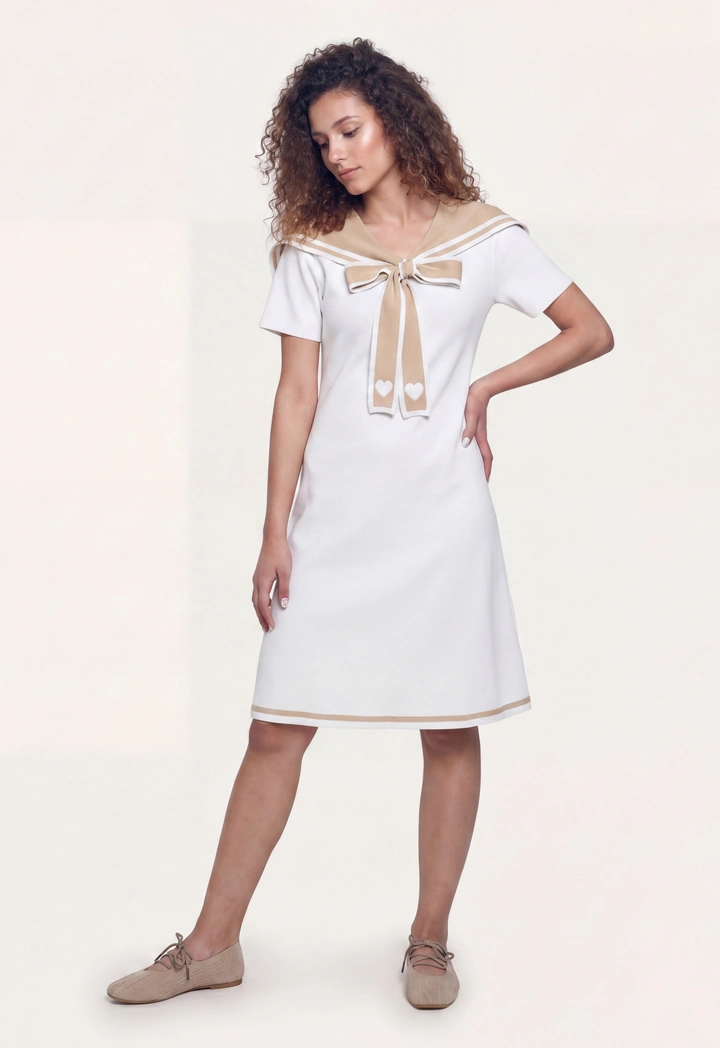 Knitted Sailor Collar Straight Dress