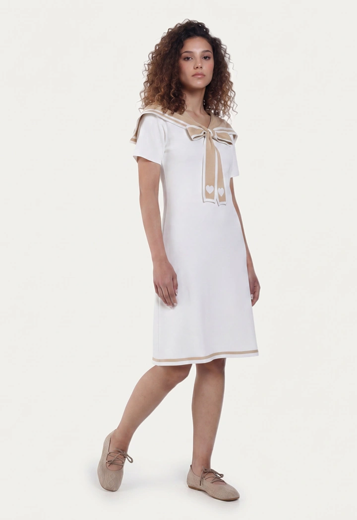 Knitted Sailor Collar Straight Dress