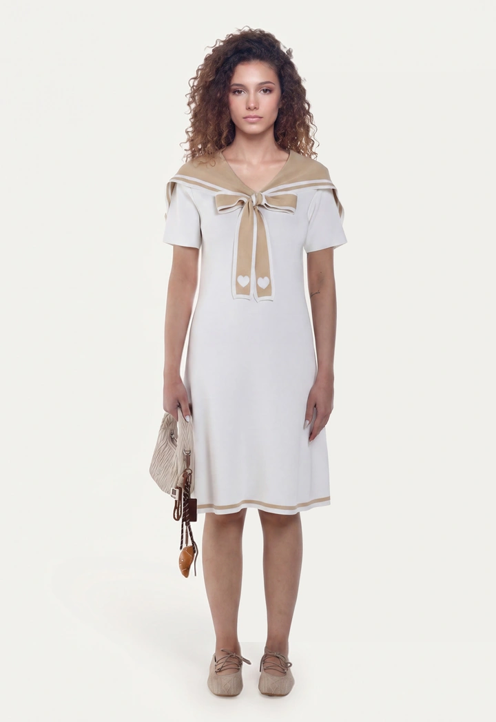 Knitted Sailor Collar Straight Dress