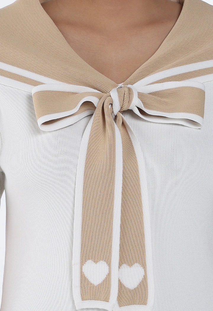 Knitted Sailor Collar Straight Dress