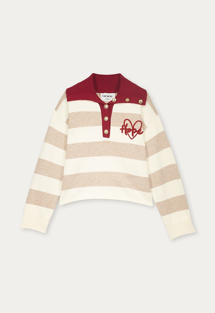 Hope Knitted Striped Sweatshirt Ecru