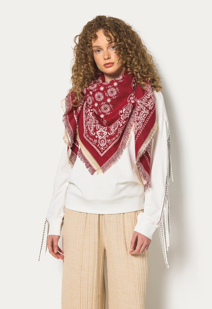 Hope Paisley Double Face Shawl Burgundy