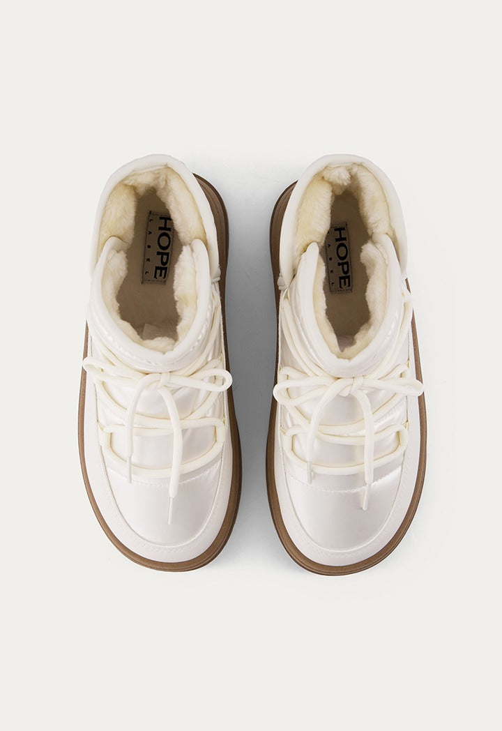 Quilted Snow Boots Off White