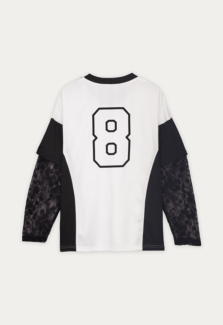 Printed Sporty T-Shirt with Lace Details
