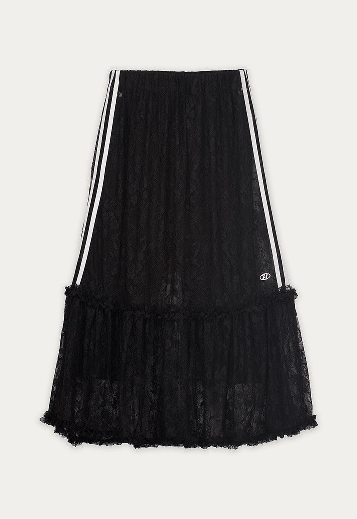 Flared Hem Lace Skirt with Leggings