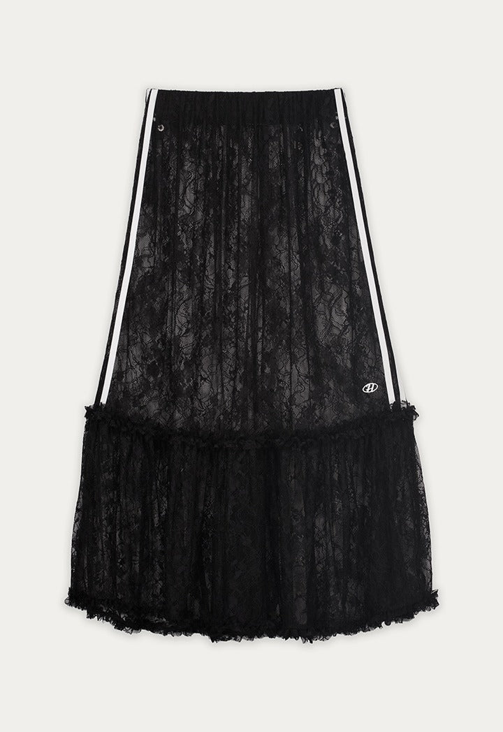 Flared Hem Lace Skirt with Leggings