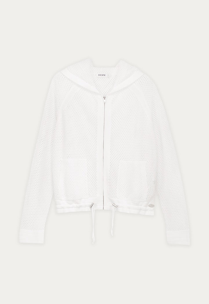 Cutwork Jacket with Drawstring Hem
