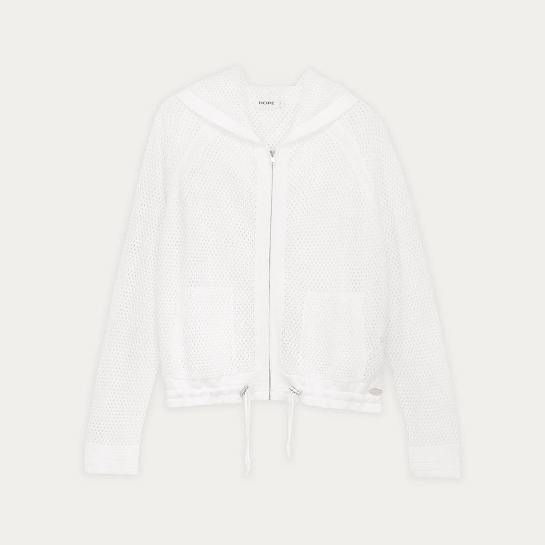 Cutwork Jacket with Drawstring Hem
