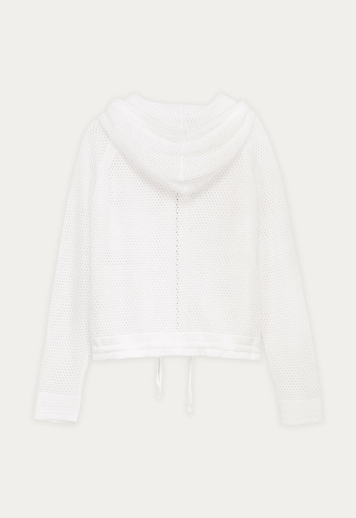 Cutwork Jacket with Drawstring Hem
