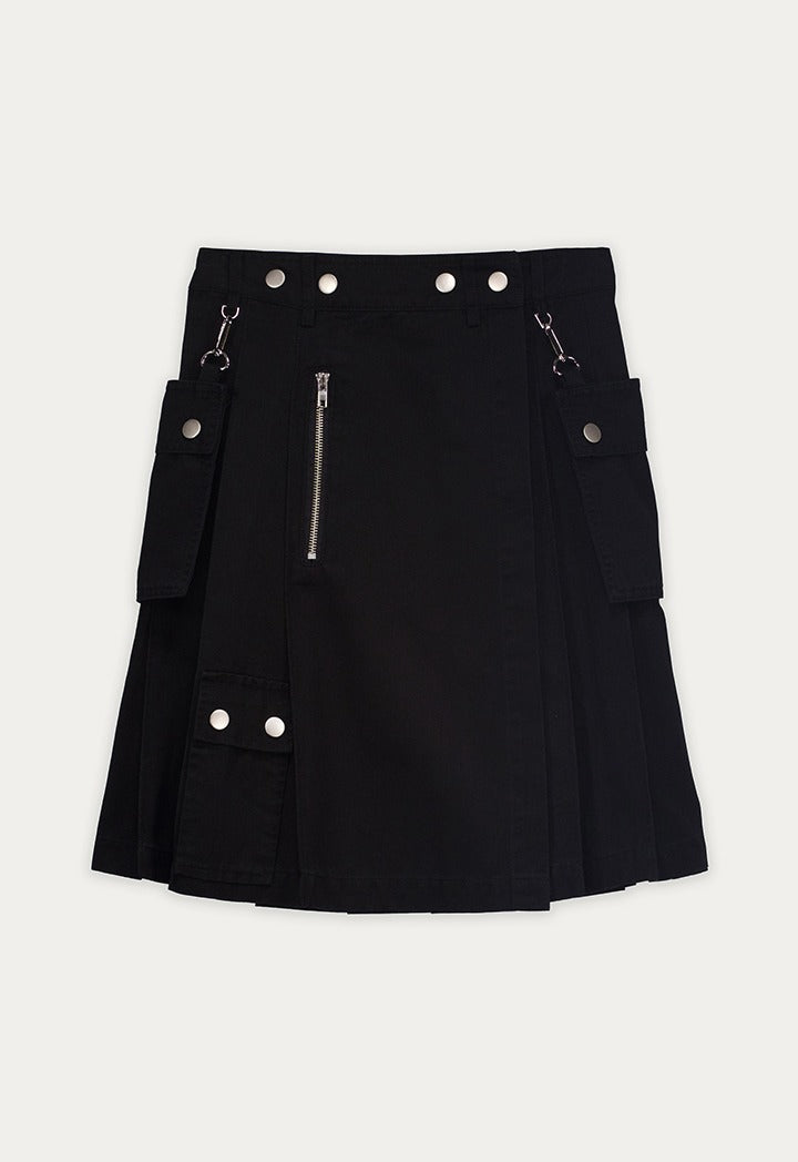 Pleated Wrap High Waist Skirt