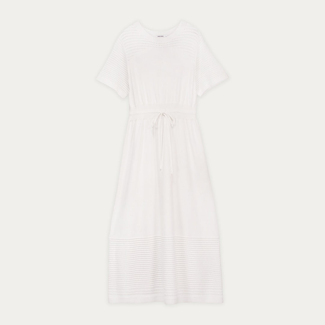 Cutwork Dress with Drawstring Waist