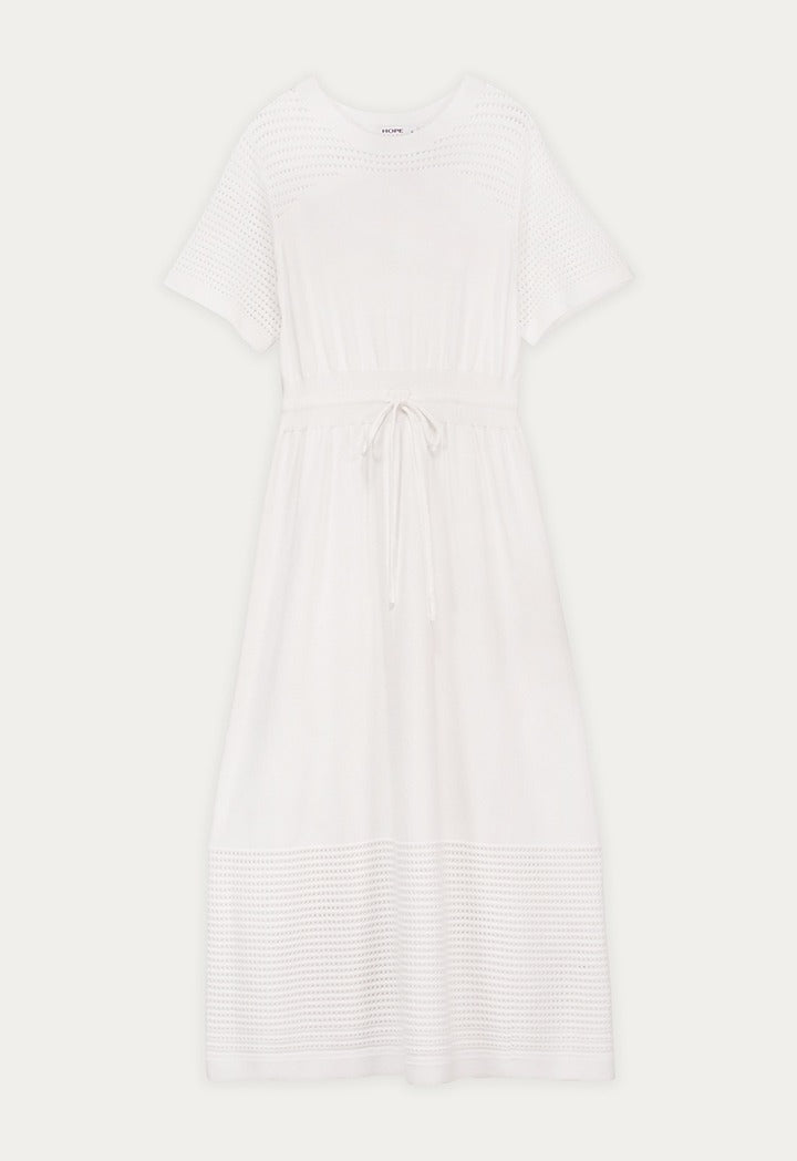 Cutwork Dress with Drawstring Waist