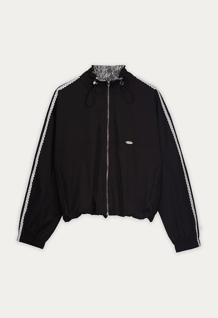 Lace Lined Jacket with Drawstring Hem