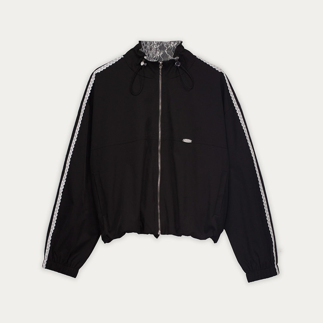 Lace Lined Jacket with Drawstring Hem
