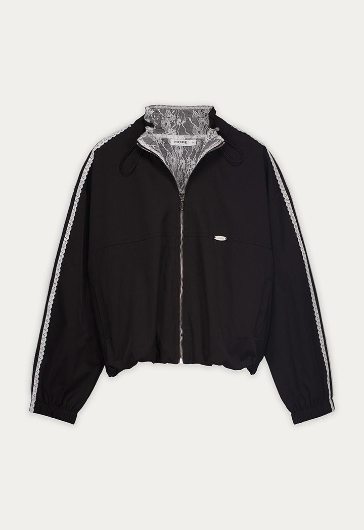 Lace Lined Jacket with Drawstring Hem