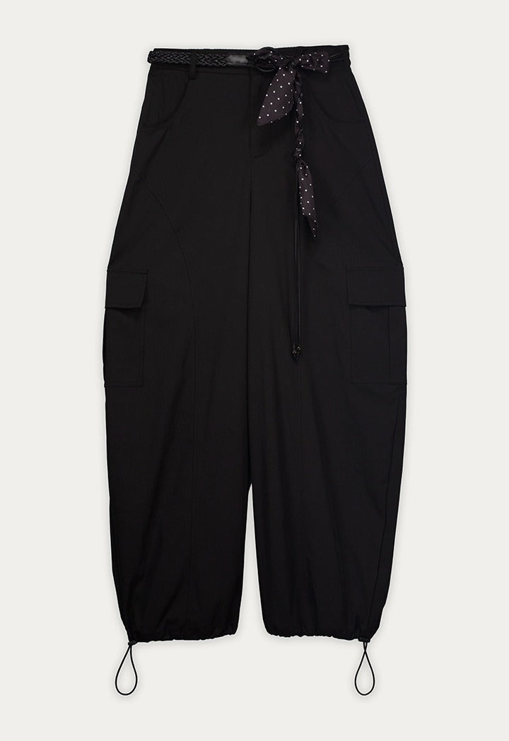 Cargo High Waist Trousers with braided Belt