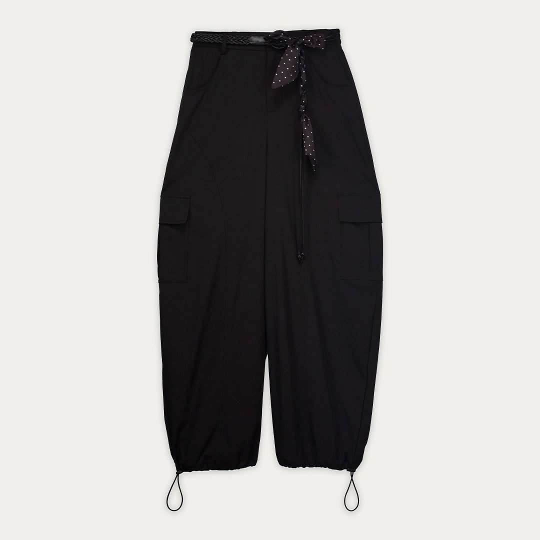 Cargo High Waist Trousers with braided Belt