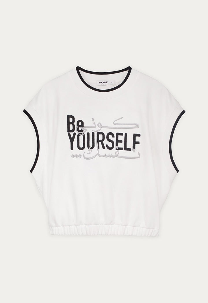 Embroidered T-Shirt with Elastic Hem