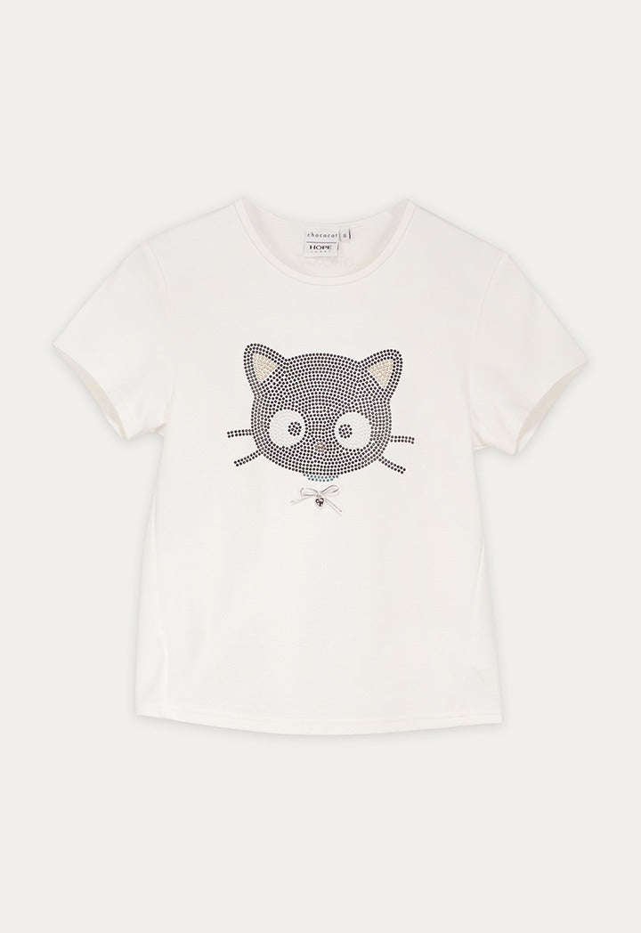 Chococat Strass Embellished Solid Top