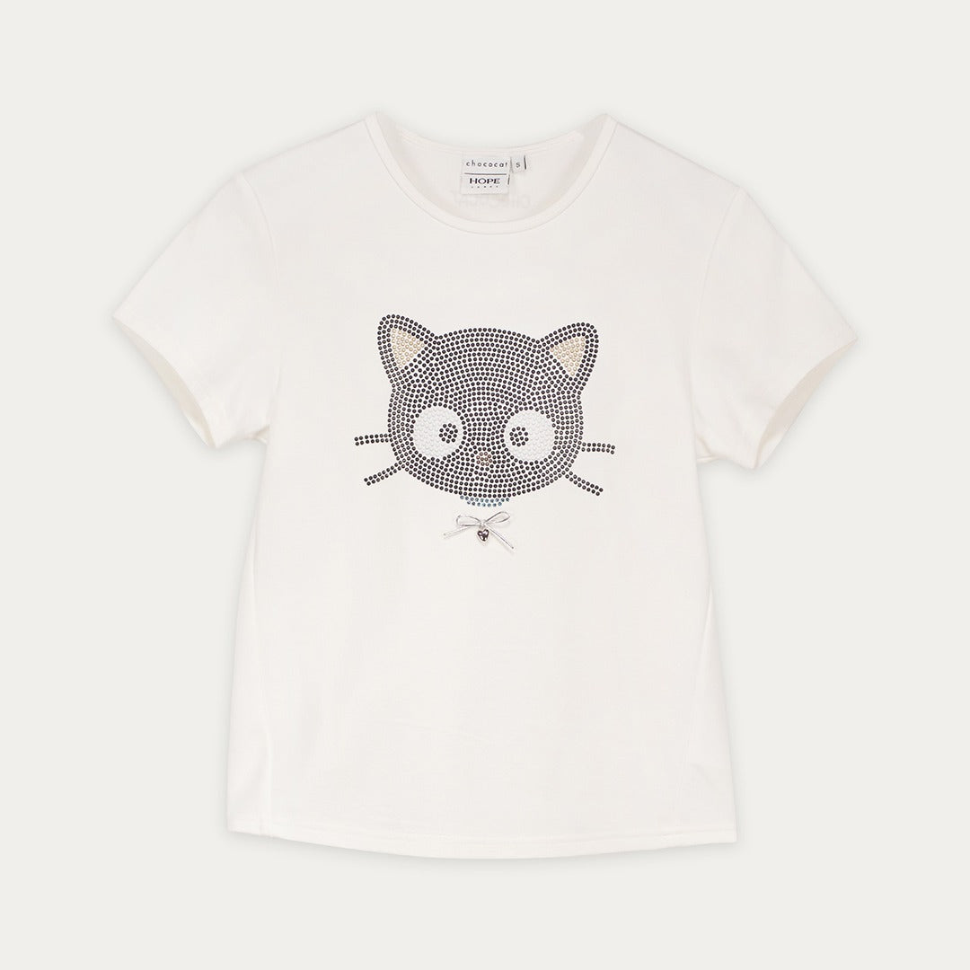 Chococat Strass Embellished Solid Top