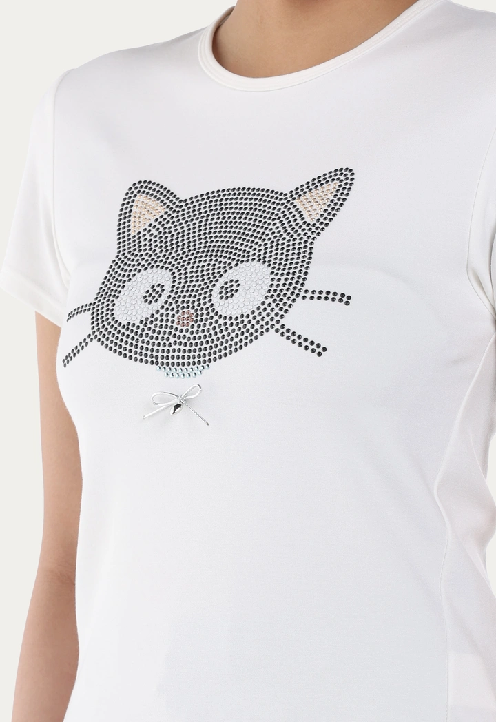 Chococat Strass Embellished Solid Top