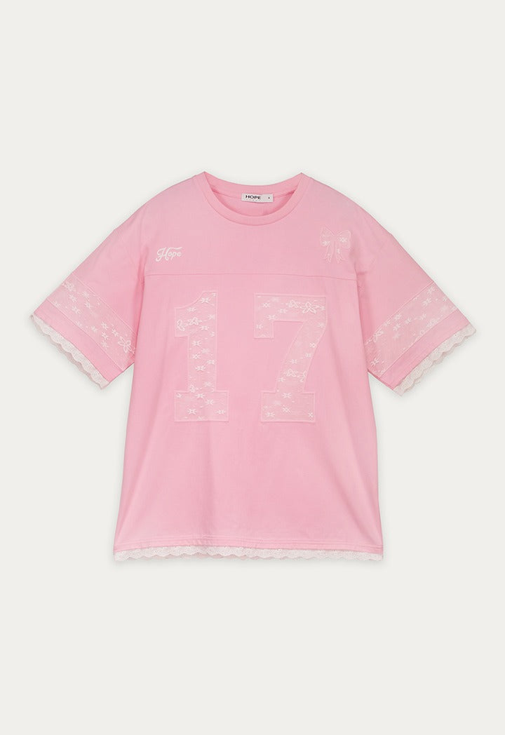 Lace Embellished Oversize Top