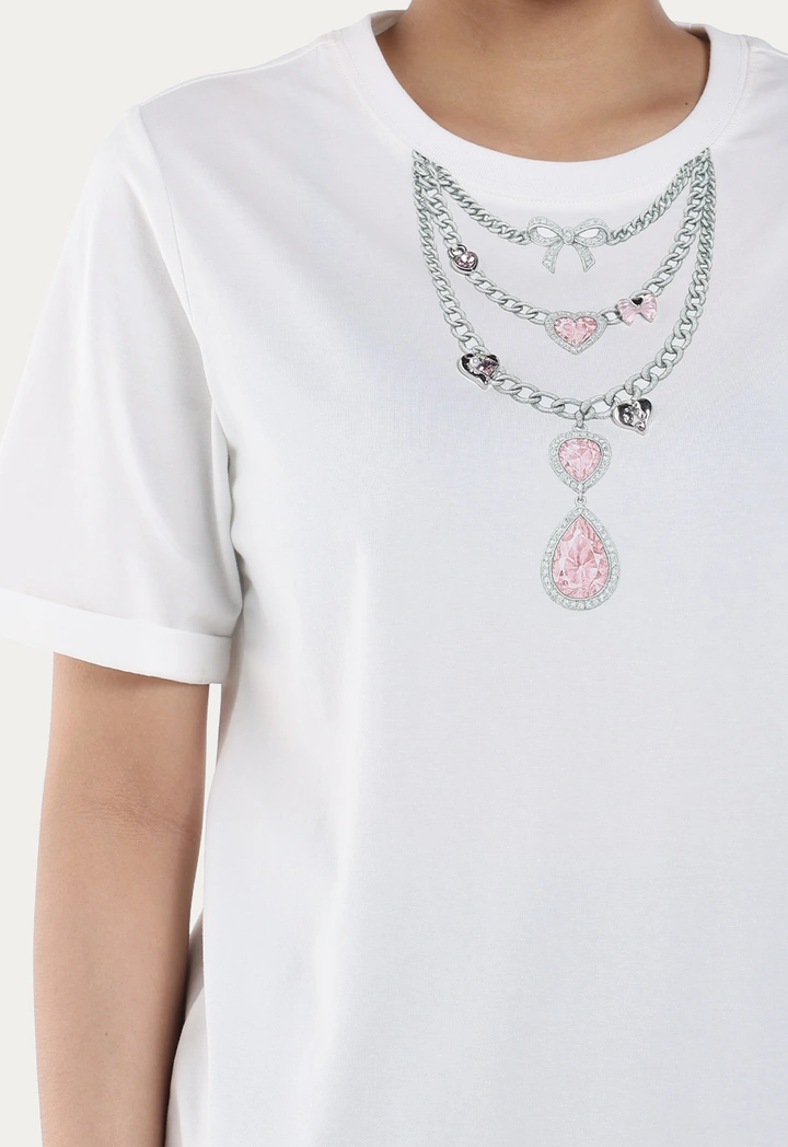 Charm Embellished Printed Top