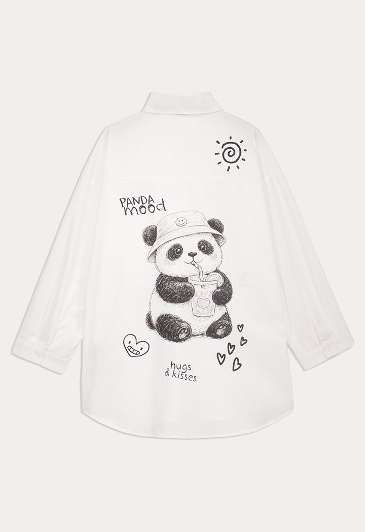 Oversize Panda Printed Shirt