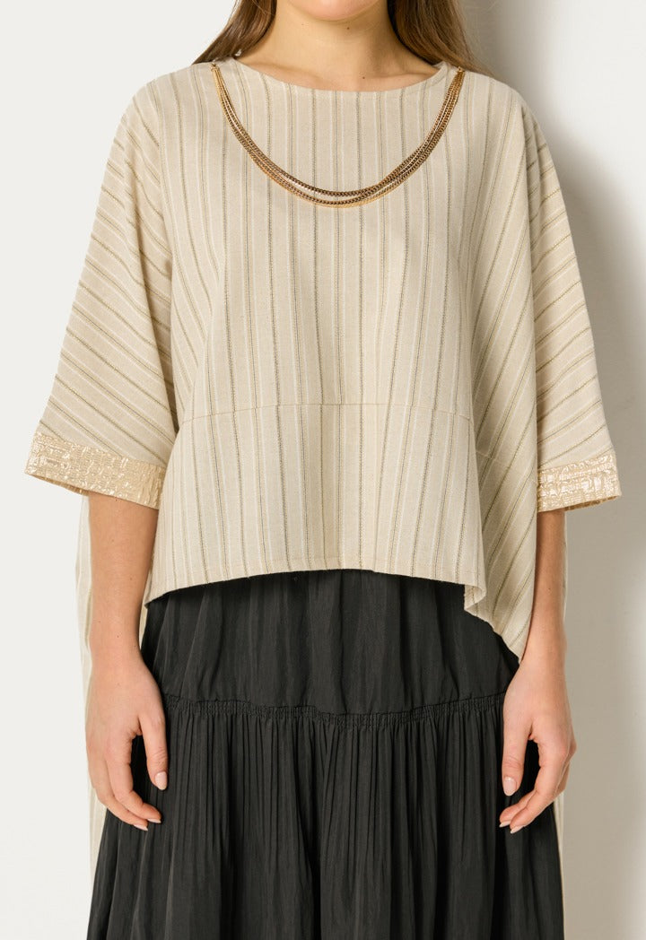 Contrast High Low Dress  Beige