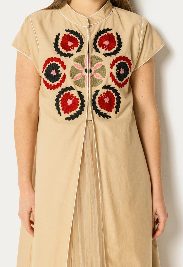 Floral Embroidered Tulle Dress Multi Color